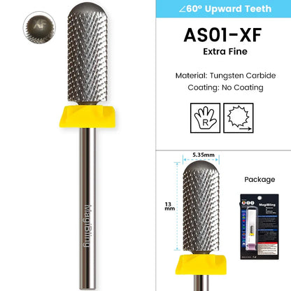 Gold Tungsten Carbide Nail Drill Bits – Large Barrel Milling Cutter, Pro Reversed Durable Grinding & Polishing Tools Accessories 4XC