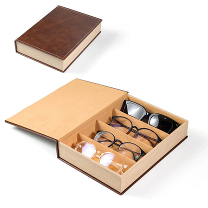 Brown PU Sunglasses & Eyeglasses Storage Case – Optical Frame Display Box with 2 or 4 Slots