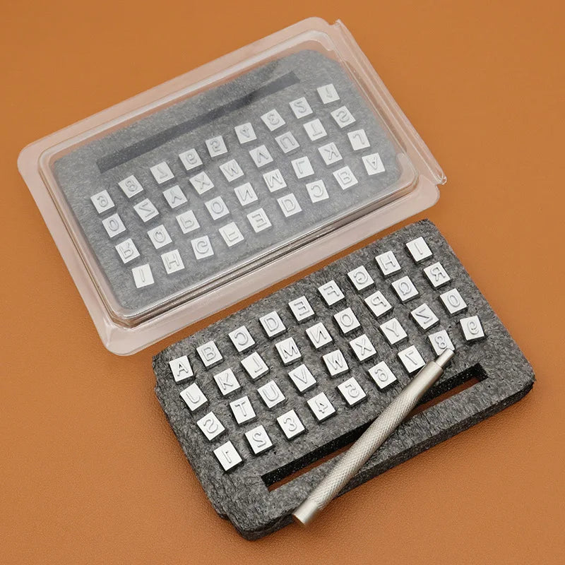 36PCS Leather Alphabet & Number Stamp Set – Stainless Steel DIY Carving Tool for Personalized Leather Craft & Embossing Seal