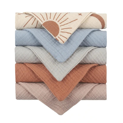 5PCS Baby Cotton Gauze Towels - Soft Absorbent Face Cloths for Bathing, Feeding & Daily Care