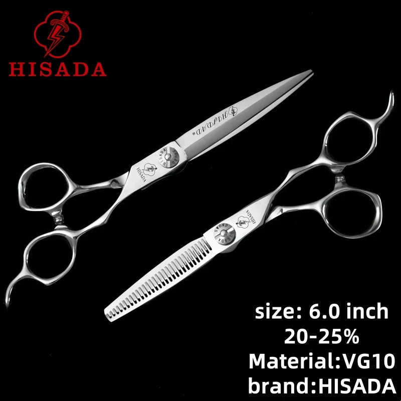 HISADA Professional Hairdressing Scissors – 6.0 Inch VG10 Barber Scissors for Salon Hair Cutting