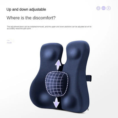 Memory Foam Seat Cushion & Back Support Pillow Set — Orthopedic Ergonomic Coccyx, Hip & Lumbar Relief for Office Chair & Car