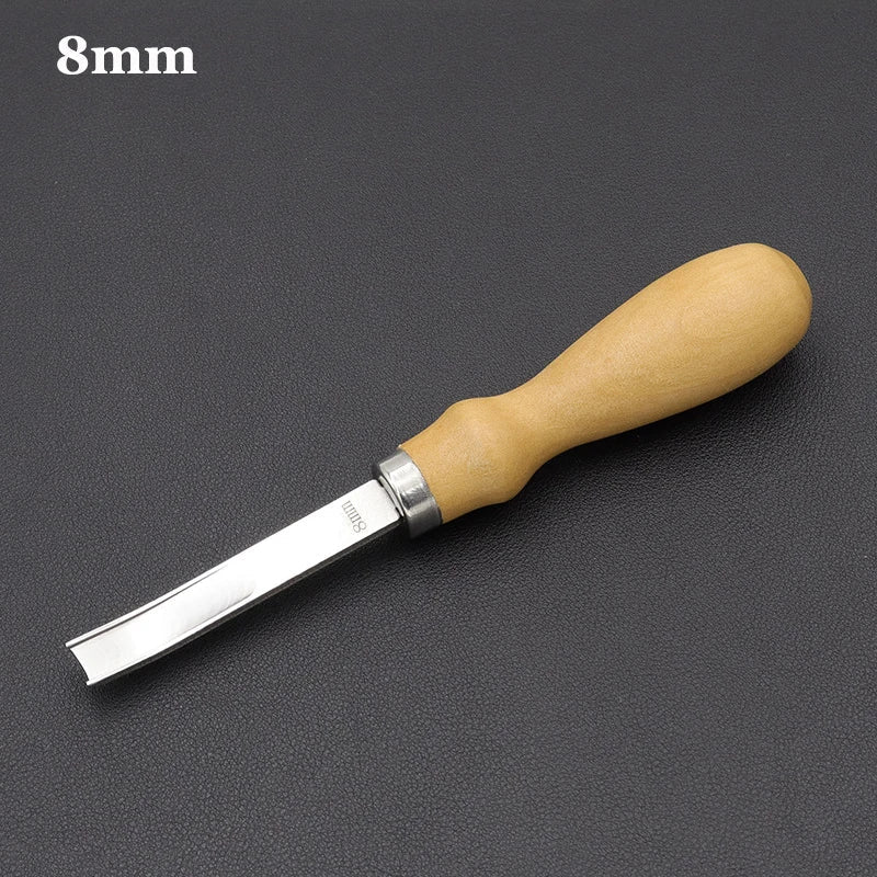 4mm-16mm Leather Edge Beveler Knife – Practical Skiving & Trimming Tool with Wood Handle for DIY Leathercraft