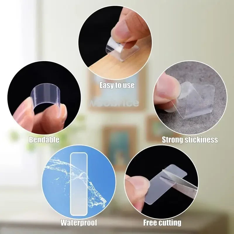 Double-Sided Nano Adhesive Tape – Reusable Super Strong Transparent Waterproof Wall Mount Sticker