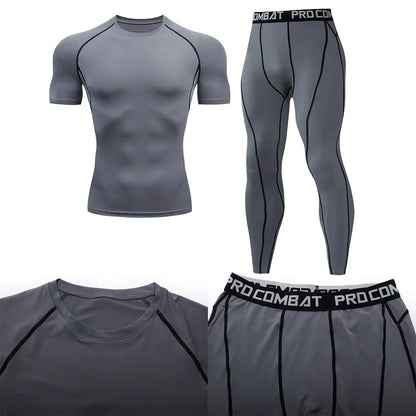 2-Piece Men’s Compression Sportswear Set — Gym, Yoga, Workout & Jogging Tracksuit