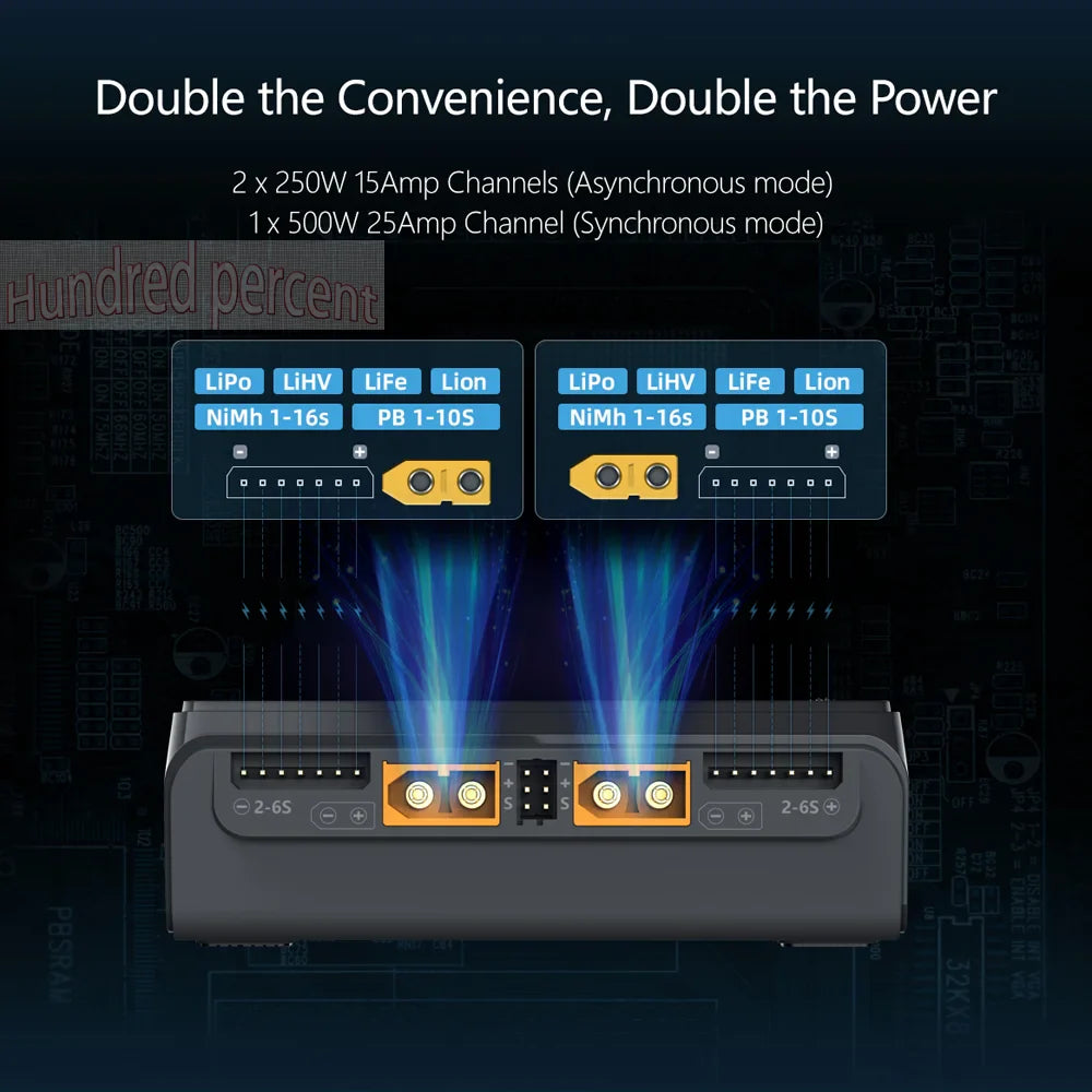 ToolkitRC M6D V3 500W 15A Dual Channel Smart Charger Discharger for 1-6S LiPo FPV Batteries