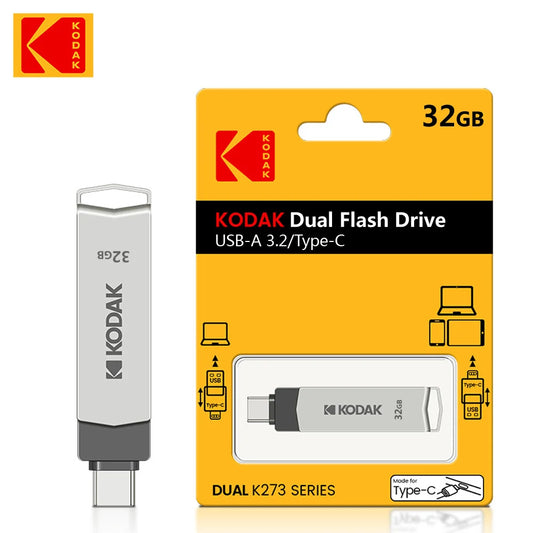 Kodak K273 High-Speed USB 3.2 Flash Drive – Type-C Dual-Use for Phone & Computer, 32GB to 256GB