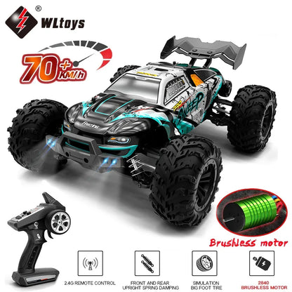 1:16 4WD RC Car – 70KM/H High-Speed Drift Monster Truck with LED, Remote Control, 4x4 for Kids, WLtoys 144001