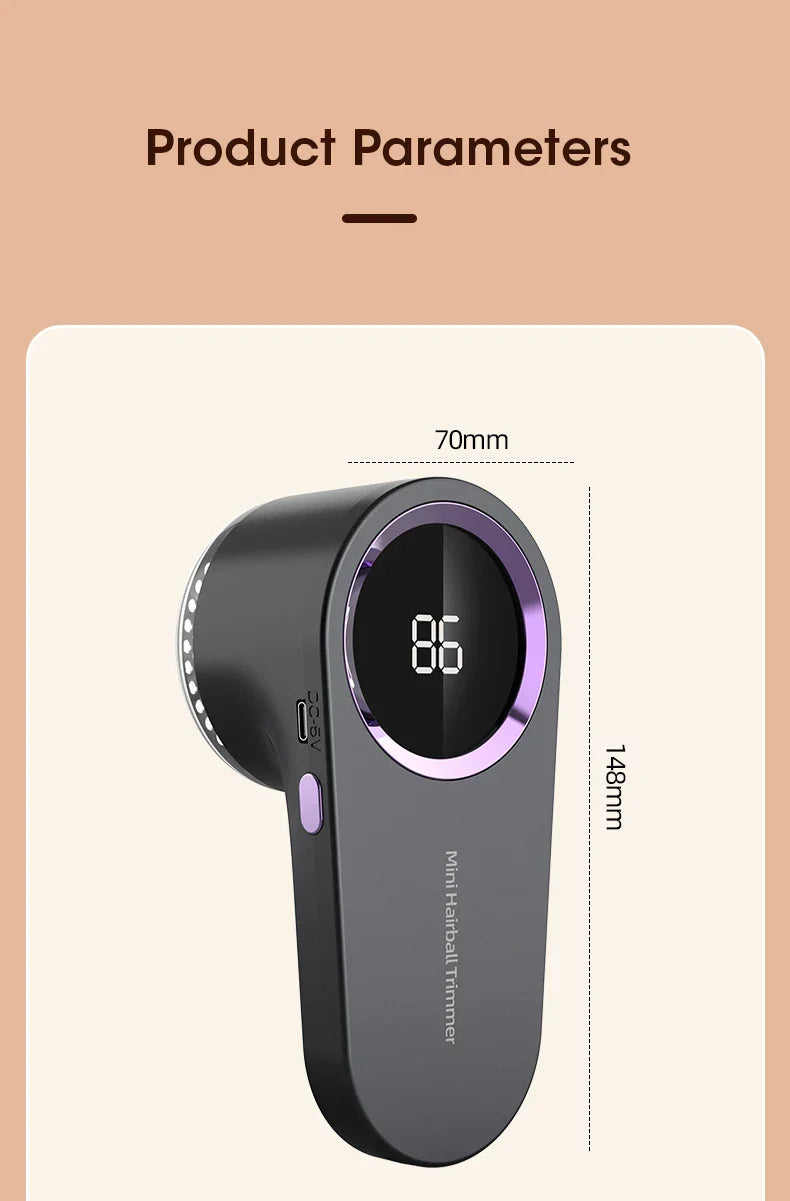 LED Digital Electric Lint Remover – USB Rechargeable Fabric Shaver for Clothes & Sweaters