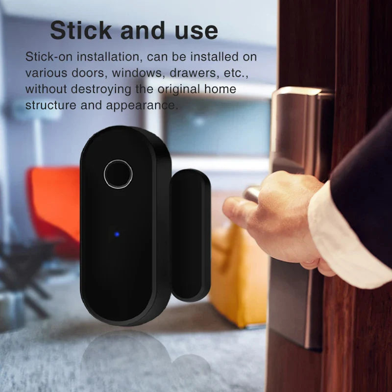 Tuya Smart Zigbee Door & Window Sensor – Black Open/Close Detector for Smart Home Security, Compatible with Smart Life App