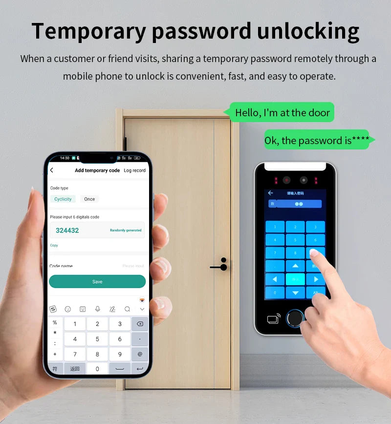 Asia Teco 5-Inch Face Recognition Access Control – WiFi TCP/IP Attendance Machine with Tuya App & Fingerprint Scanner