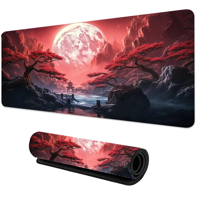 Sakura Scenery Large Anti-Slip Rubber Gaming Mouse Pad – Durable Thick Seam Edge Desk Mat for Office & Gaming