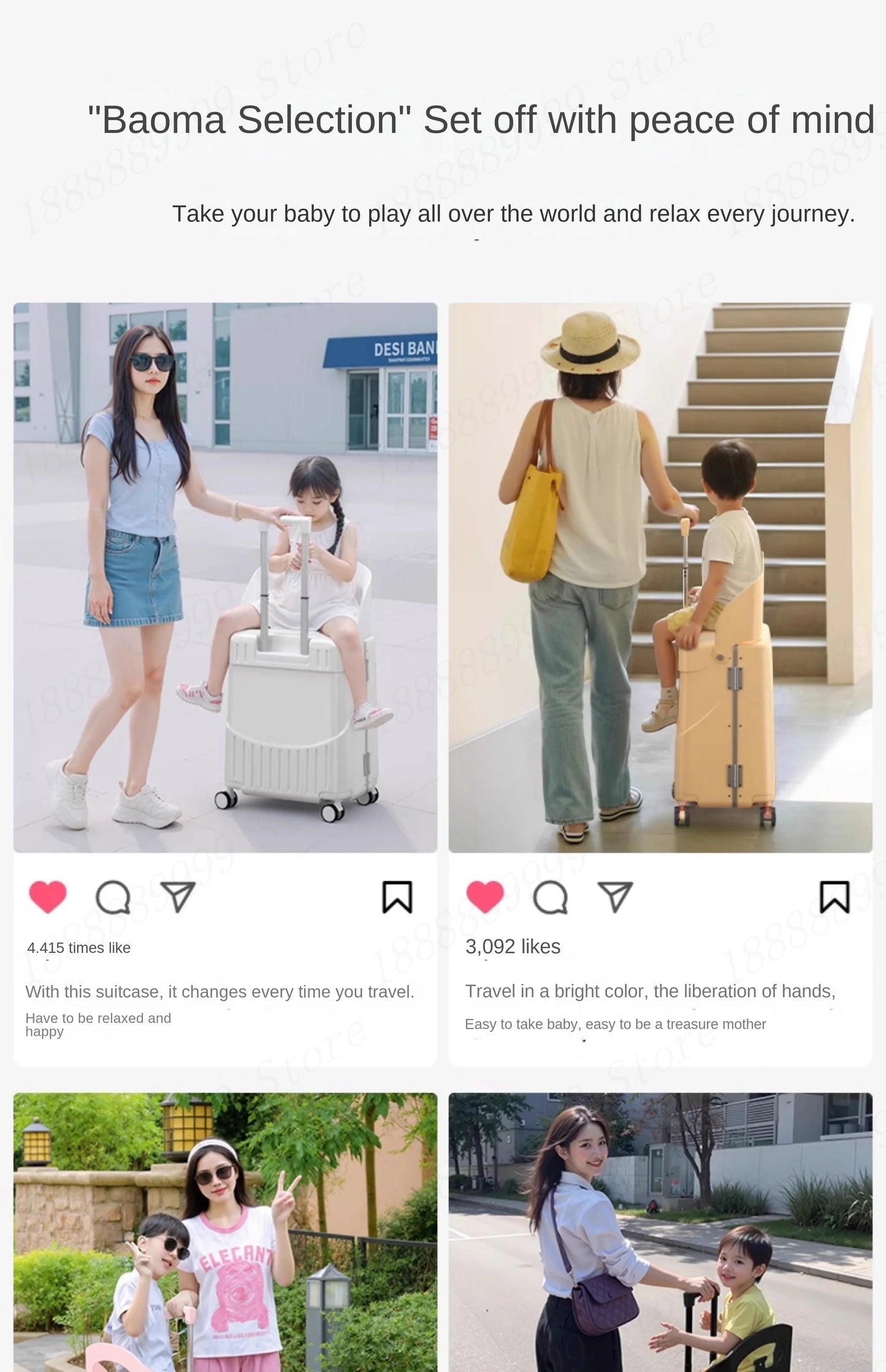 2025 Kids Suitcase with Seat & Charging Port – Baby Boarding Trolley Luggage with Safety Belts & Side Opening, 20/22/24 inch