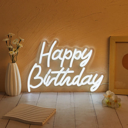 Chi-buy LED Neon Happy Birthday Sign – USB Powered 3D Wall Art Night Light for Bedroom and Living Room Decor