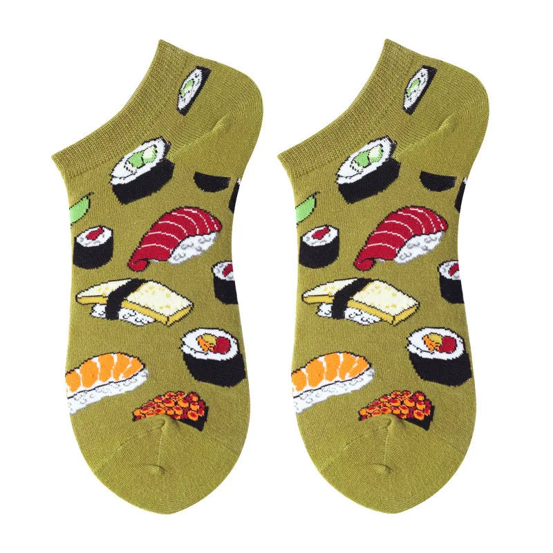 40-Style Colorful Cotton Ankle Socks – Fashion Novelty Short Socks for Men & Women, Funny Animal, Food & Avocado Casual Designs