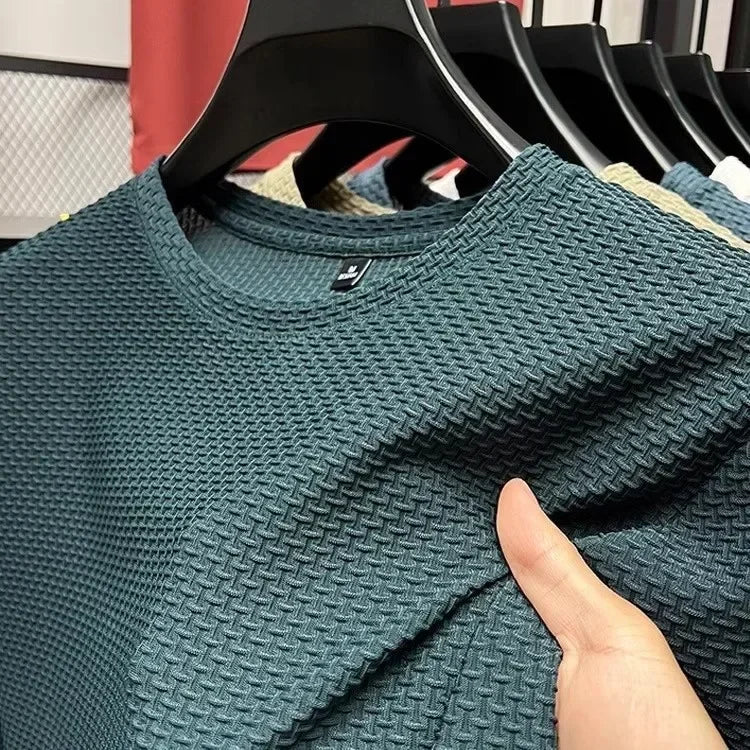 Men's Slimming Bamboo Ice Silk Mesh T-shirt - Casual Summer Short Sleeve Top for Men