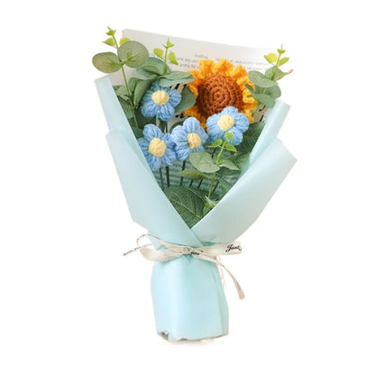 Handmade Artificial Flower Crochet Bouquet – Sunflower & Daisy Eternal Flowers, Anniversary, Mother’s Day & Birthday Gift