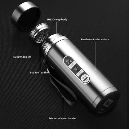 304 Stainless Steel Vacuum Thermos Bottle 800ml–1L with LED Temperature Display – Portable Travel Tea & Coffee Insulated Drinking Cup