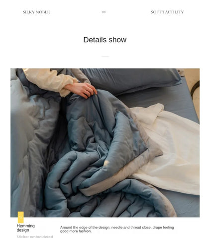 2024 Japanese Cotton-Polyester Summer Quilt – Lightweight, Washable, Skin-Friendly Solid Color Quilt