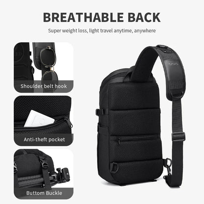 OZUKO Large Capacity Men’s Shoulder Bag - Waterproof Sling Crossbody | Fashionable Messenger Bag for Short Trips, Quality Chest Bag