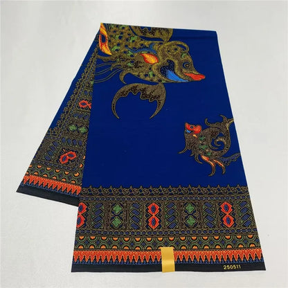 6 Yards African Real Wax Ankara Fabric - 100% Cotton Party Dress Print