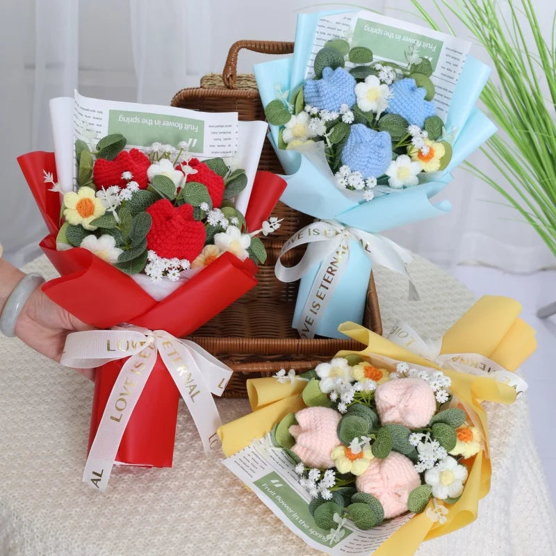 Knitted Sunflower Bouquet — Handmade Crochet Flowers for Valentine, Mother’s Day & Birthday Gifts