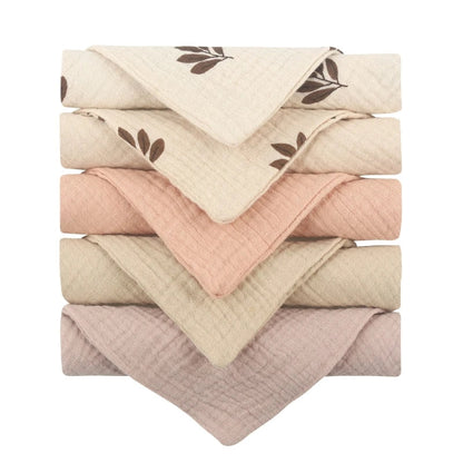 5PCS Baby Cotton Gauze Towels - Soft Absorbent Face Cloths for Bathing, Feeding & Daily Care