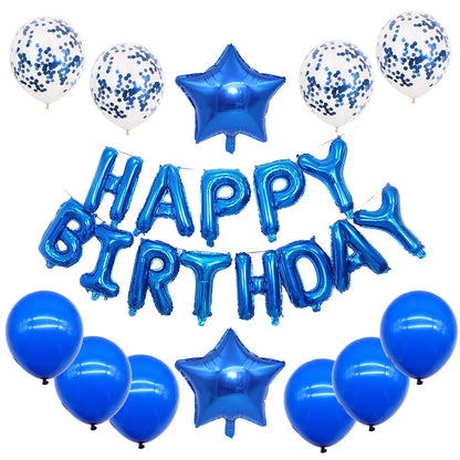 16-Inch Happy Birthday Foil Balloons Set – Pink & Blue Letter Balloons for Birthday Party Decoration