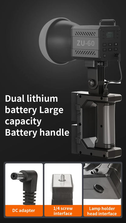 60W COB Video Light - CRI≥90, TLCI≥97, Dual Color Temperature 2700K-6500K, Portable Mini Bowens Live Lighting