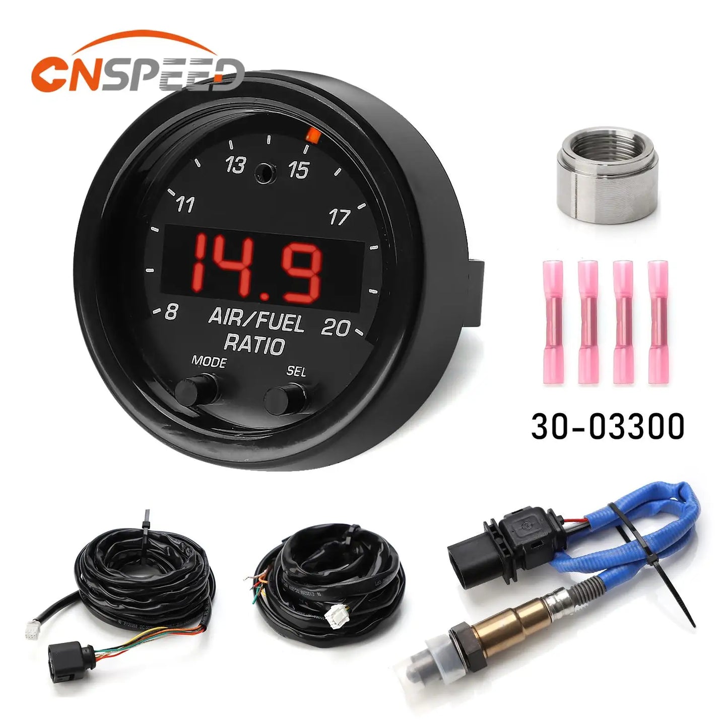 CNSPEED Car O2 Air Fuel Ratio Gauge Kit – EM 30-0300 X-Series Wideband LSU 4.9 Oxygen Sensor for Car