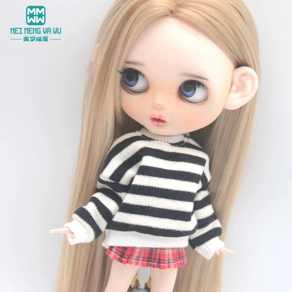 Blythe Doll Accessories Set – Fashion Sweatshirt, Shoe Covers & Sneakers for Blythe & Azone Dolls, Christmas Gift