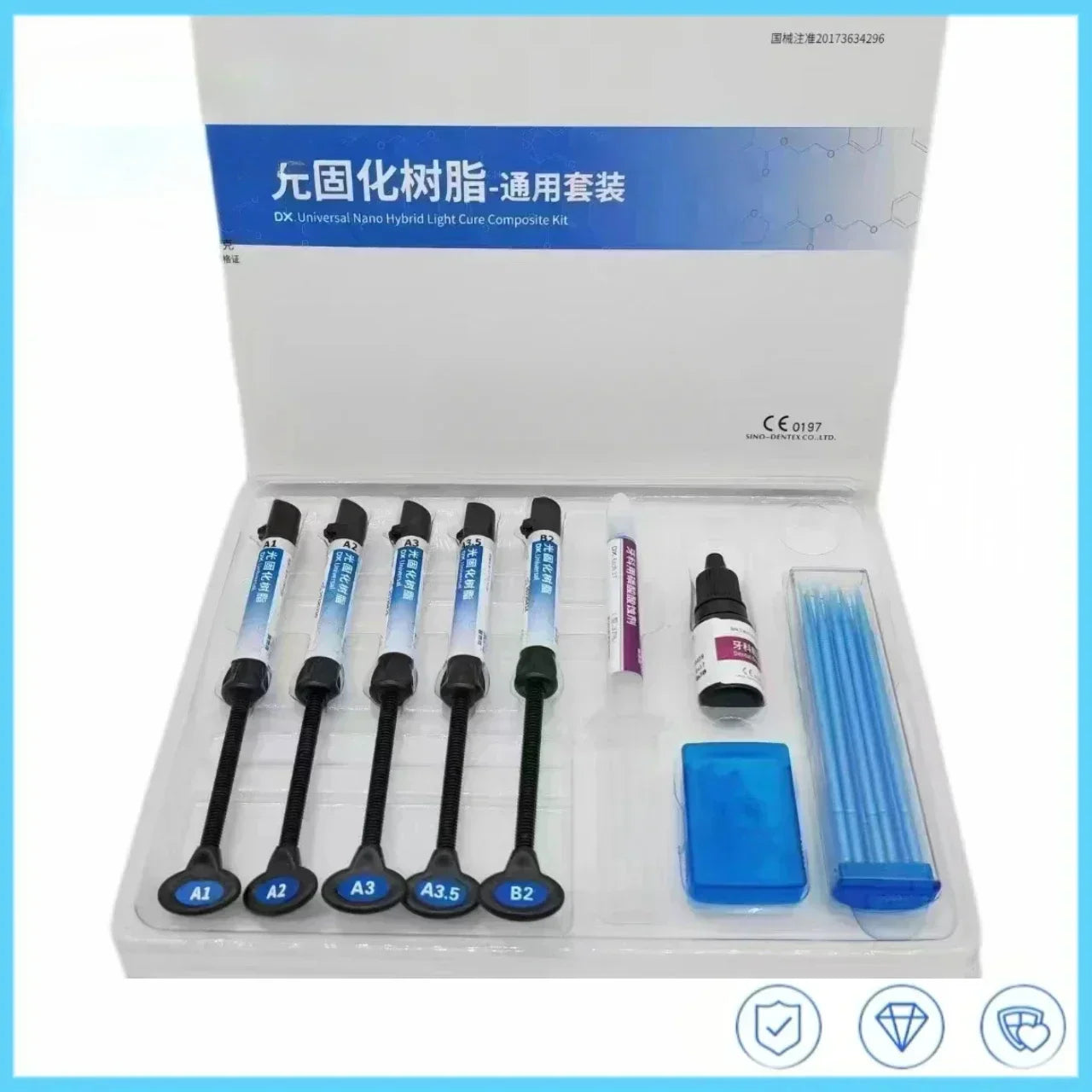 Dentex Dental Curing Light Kit – Universal Composite Resin, Adhesive Bonding & Etch Gel for Orthodontic Brackets