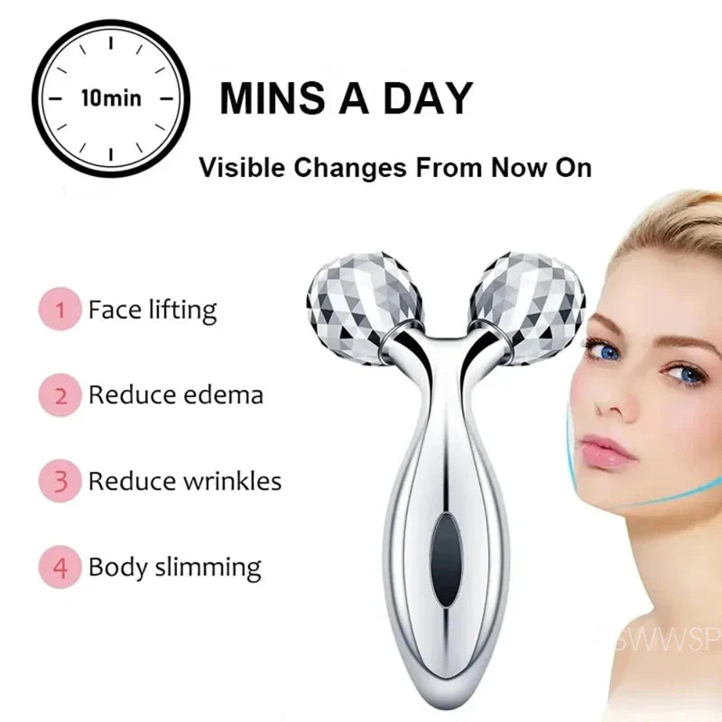 3D Facial Roller Massager — Manual Beauty Device for Muscle Lifting & Skin Care, for Women & Men