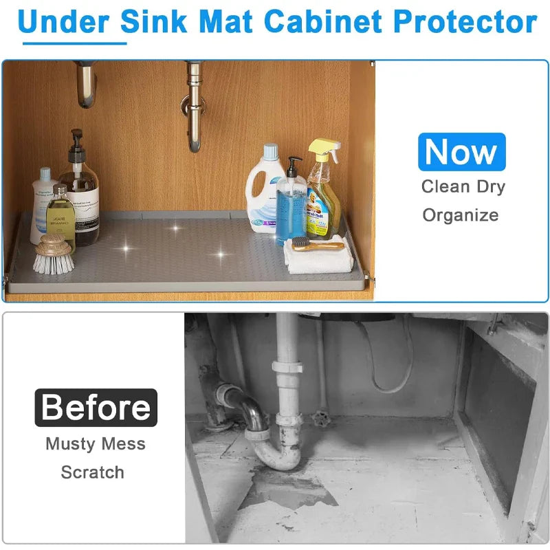 Waterproof Under Sink Mat | Flexible Silicone Cabinet Liner & Protector for Kitchen & Bathroom