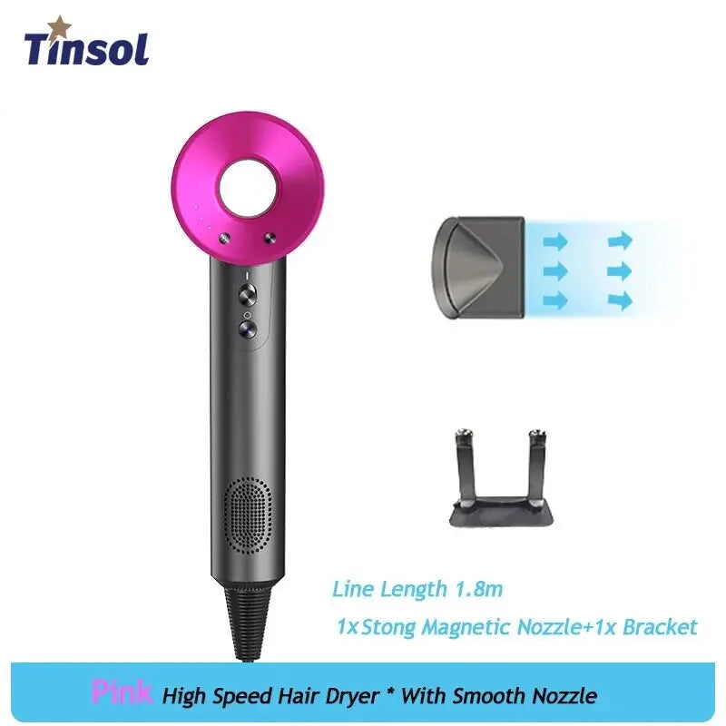 Professional Leafless Hair Dryer – Powerful Negative Ion Quick-Dry with 5 Attachments & Constant Anion Technology