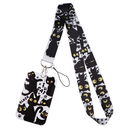 Cartoon Cat Lanyard Keychain – Multifunctional ID Card Badge Holder, Camera USB, Phone Neck Strap Accessories