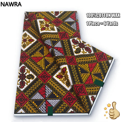 2026 African Real Wax Print Fabric - 100% Cotton Nigerian Ghana Style Pagne for Women