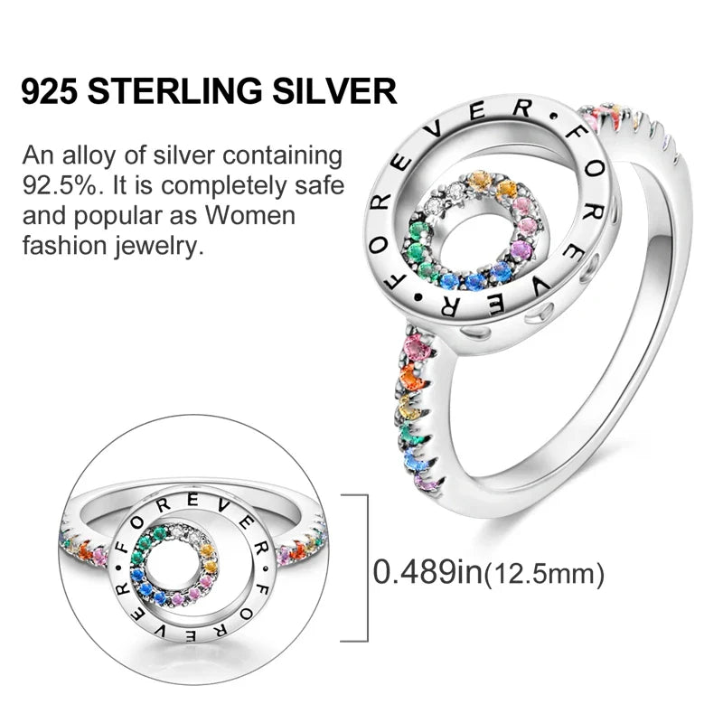 925 Sterling Silver Ring – Infinite Love Star & Moon Design for Women, Wedding Jewelry Gift