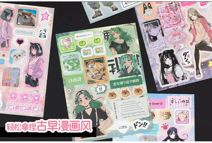 MINKYS 45 Sheets Retro Decorative Stickers – Laptop, Kpop, Toploader, Photocard Sticker Book, Kids Gift & School Stationery
