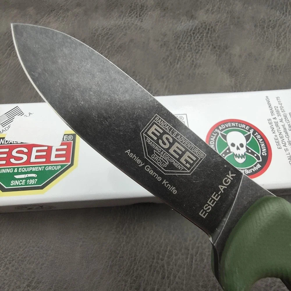 ESEE AGK Fixed Blade Knife - D2 Steel Outdoor Knife with Sheath for Hiking, Fishing, Climbing & Camping
