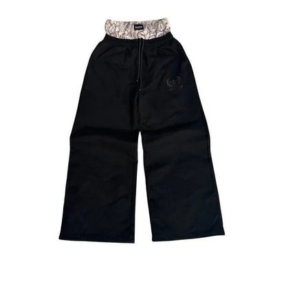 Y2K Retro Embroidered Sweatpants - Unisex Harajuku Goth Wide Leg Baggy Streetwear