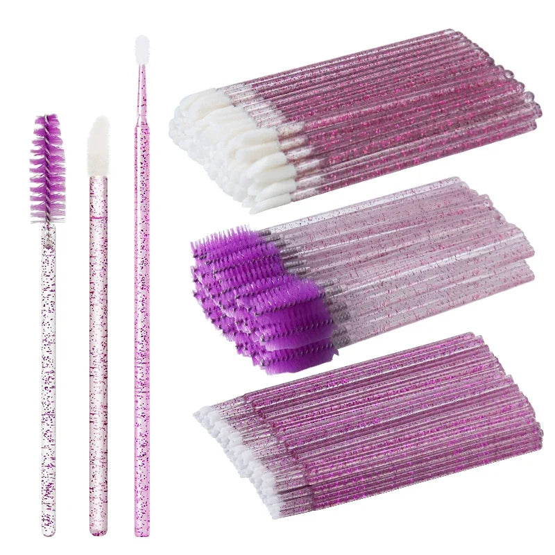 ANNAFRIS 50PCS Disposable Eyelash Brushes - Soft Crystal Lash Extension & Eyebrow Makeup Mascara Wands