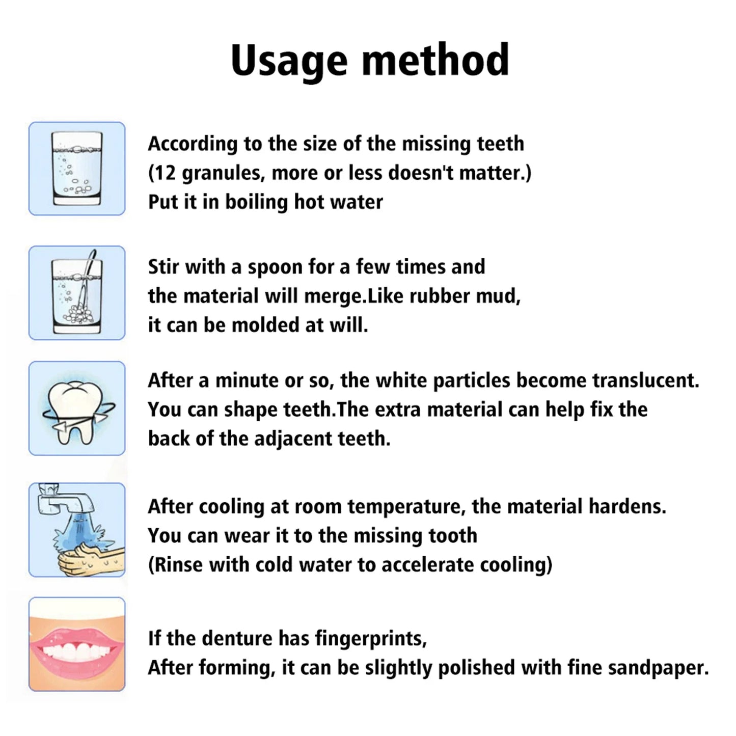 Resin False Teeth & Solid Gums — Temporary Filling Material for Dentistry, Oral Care, Denture Restoration 20/30ml