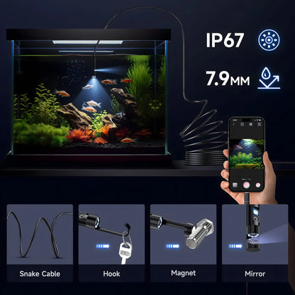 KERUI Endoscope Camera – Single/Dual Lens Borescope with LED, IP67 for iPhone, iPad, Android & Type-C Inspection