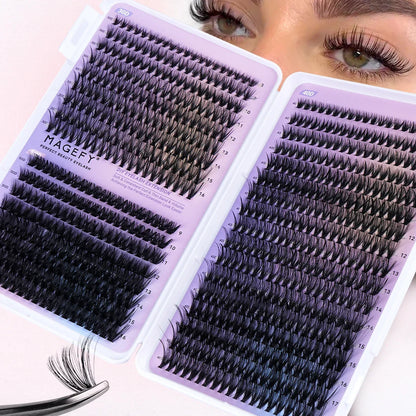 MJ DIY Lash Extensions Kit – 640pcs Wispy Lash Clusters 80D/100D, Mix 9-18mm Individual Cluster Eyelash Extensions