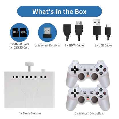 Ampown Y7 256GB Video Game Console with Linux OS, 12,000 Built-in Games, Wireless Rechargeable Controller, Low Latency Gaming Player Gift