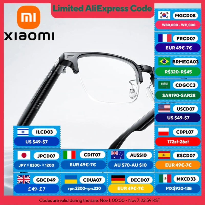 XIAOMI MIJIA Smart Audio Glasses Joyful Edition — Bluetooth 5.2, Detachable Headset, Long Standby, 2h Fast Charge, Anti-Leakage Sound