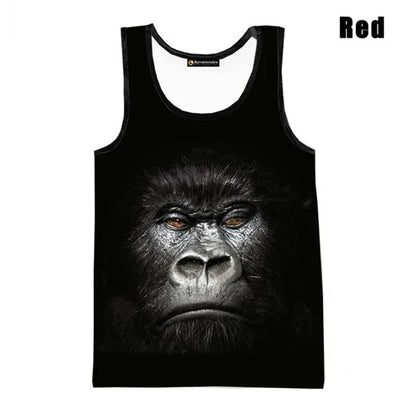 3D Gorilla Print Tank Top - Oversized Sleeveless Summer Streetwear for Men