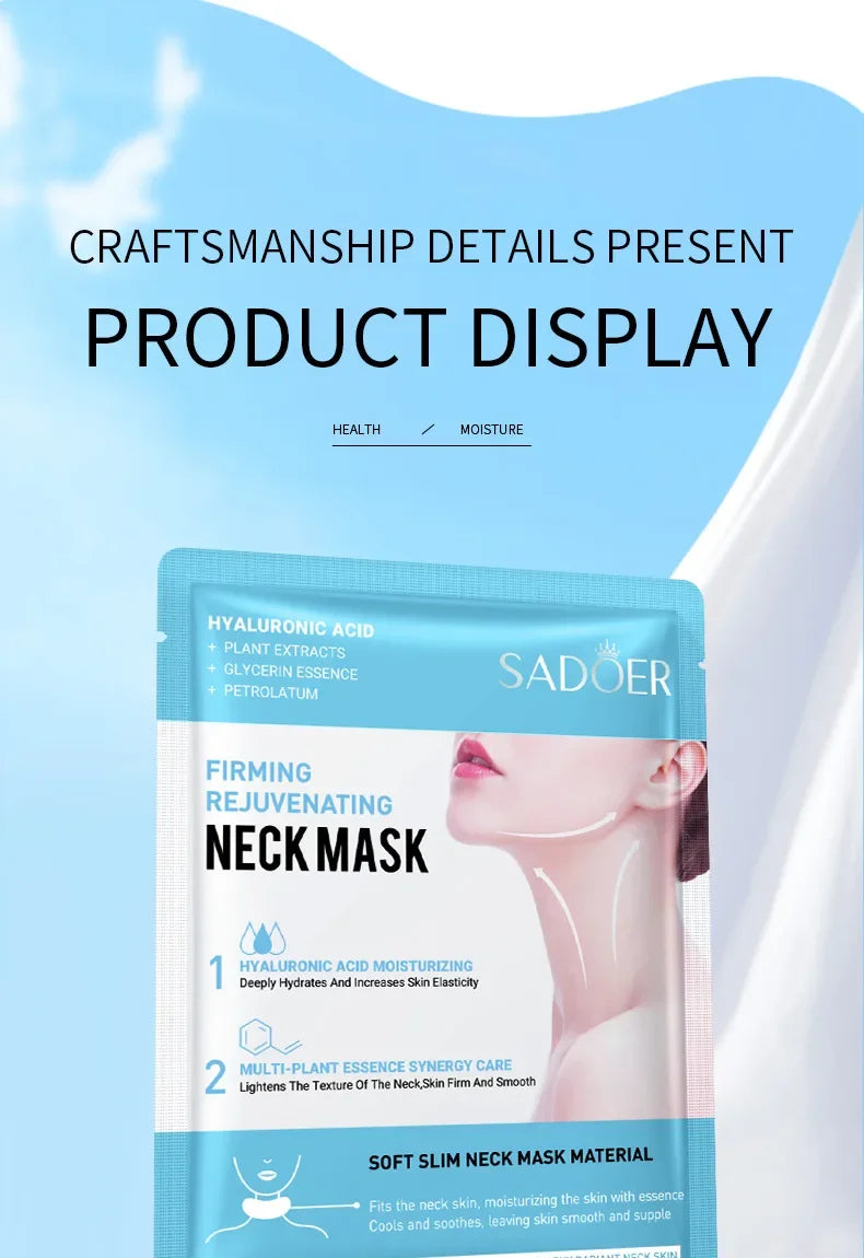 10pcs SADOER Hyaluronic Acid Neck Masks – Collagen Firming & Moisturizing Skincare for Neck