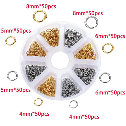 210-400Pcs Jewelry Making Kit - Lobster Clasps Jump Rings Crimp Beads Findings for DIY Bracelets & Necklaces